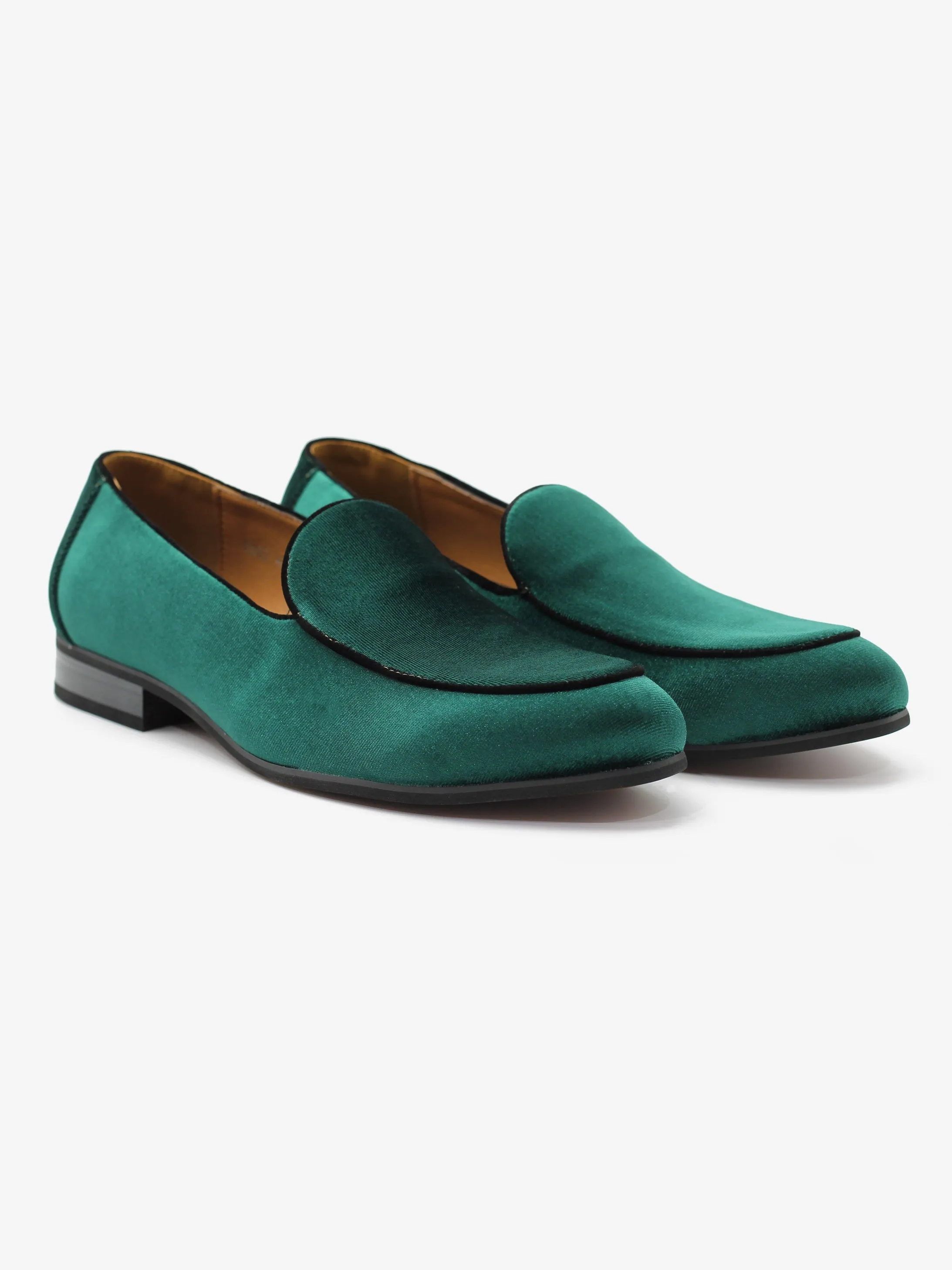 GREEN VELVET TUXEDO SLIPPERS