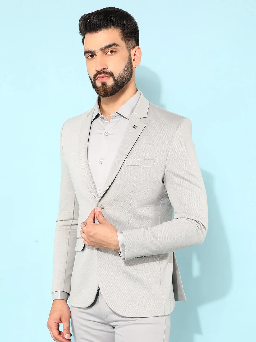 Grey Single Breasted Blazer