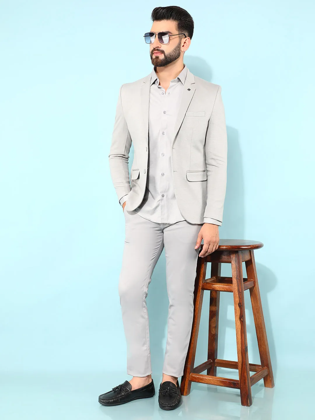 Grey Single Breasted Blazer