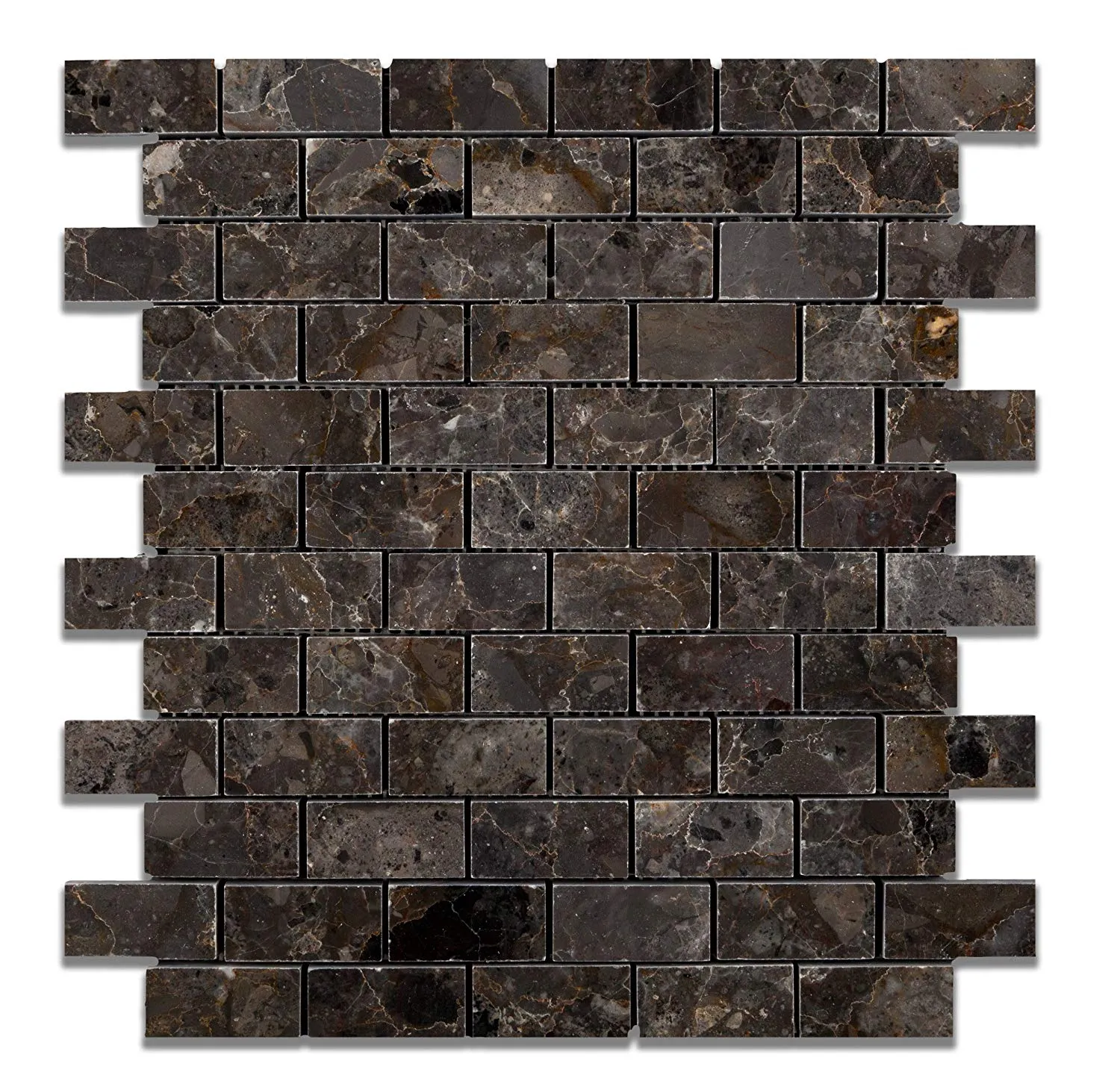 Grigio Verona Marble 1 X 2 Brick Polished Mosaic Tile - 6" X 6" Sample