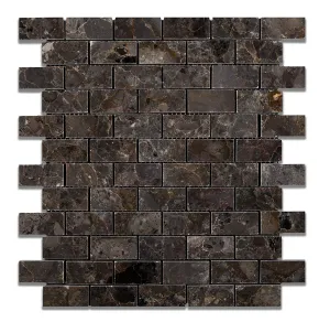 Grigio Verona Marble 1 X 2 Brick Polished Mosaic Tile - 6" X 6" Sample