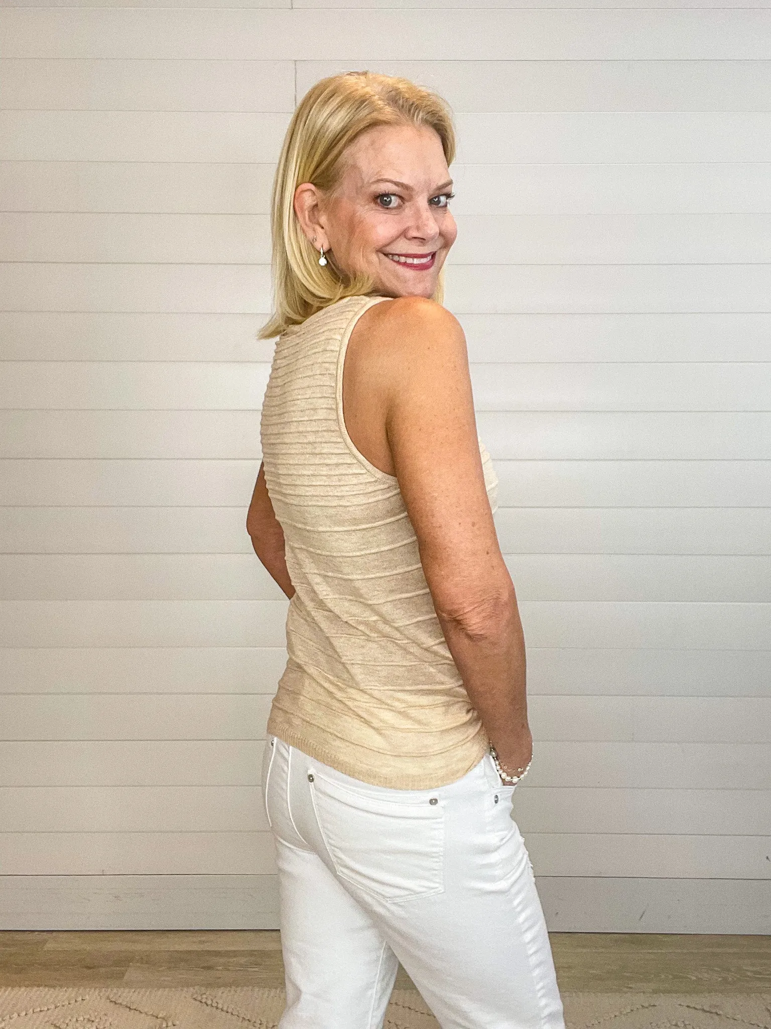 Growing Margin Textured Stripe Sweater Tank