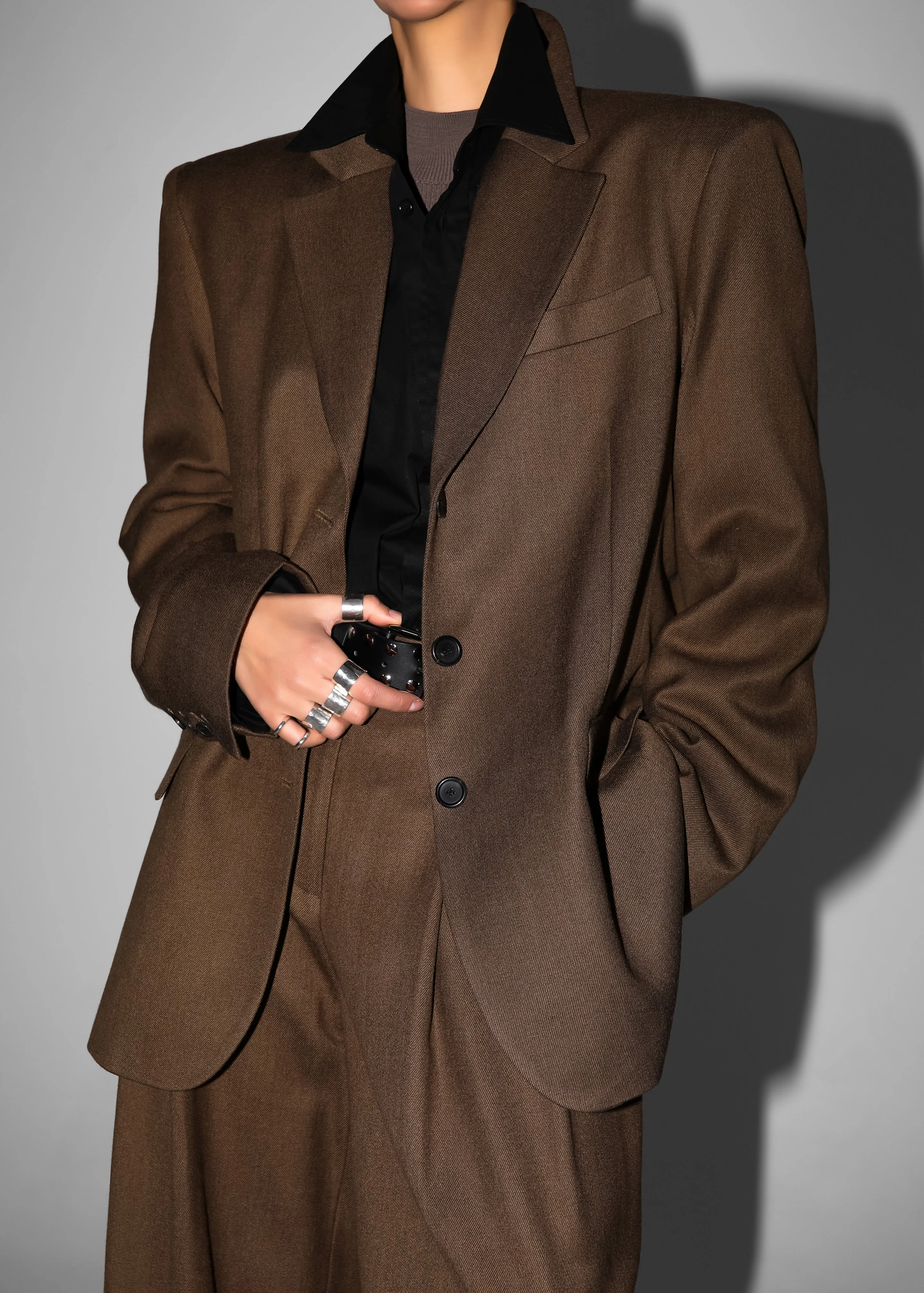 Halser Oversized Blazer - Brown