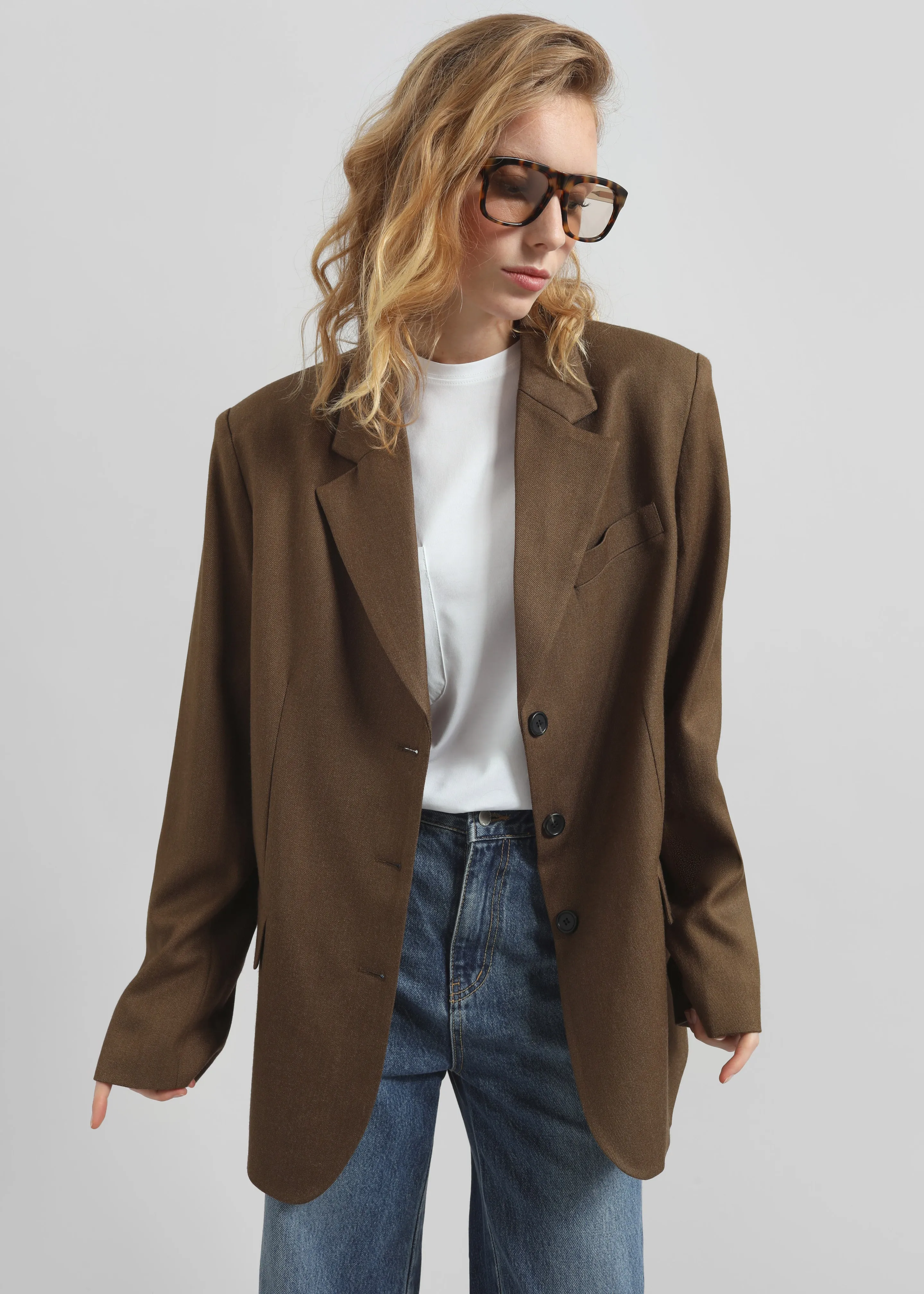 Halser Oversized Blazer - Brown