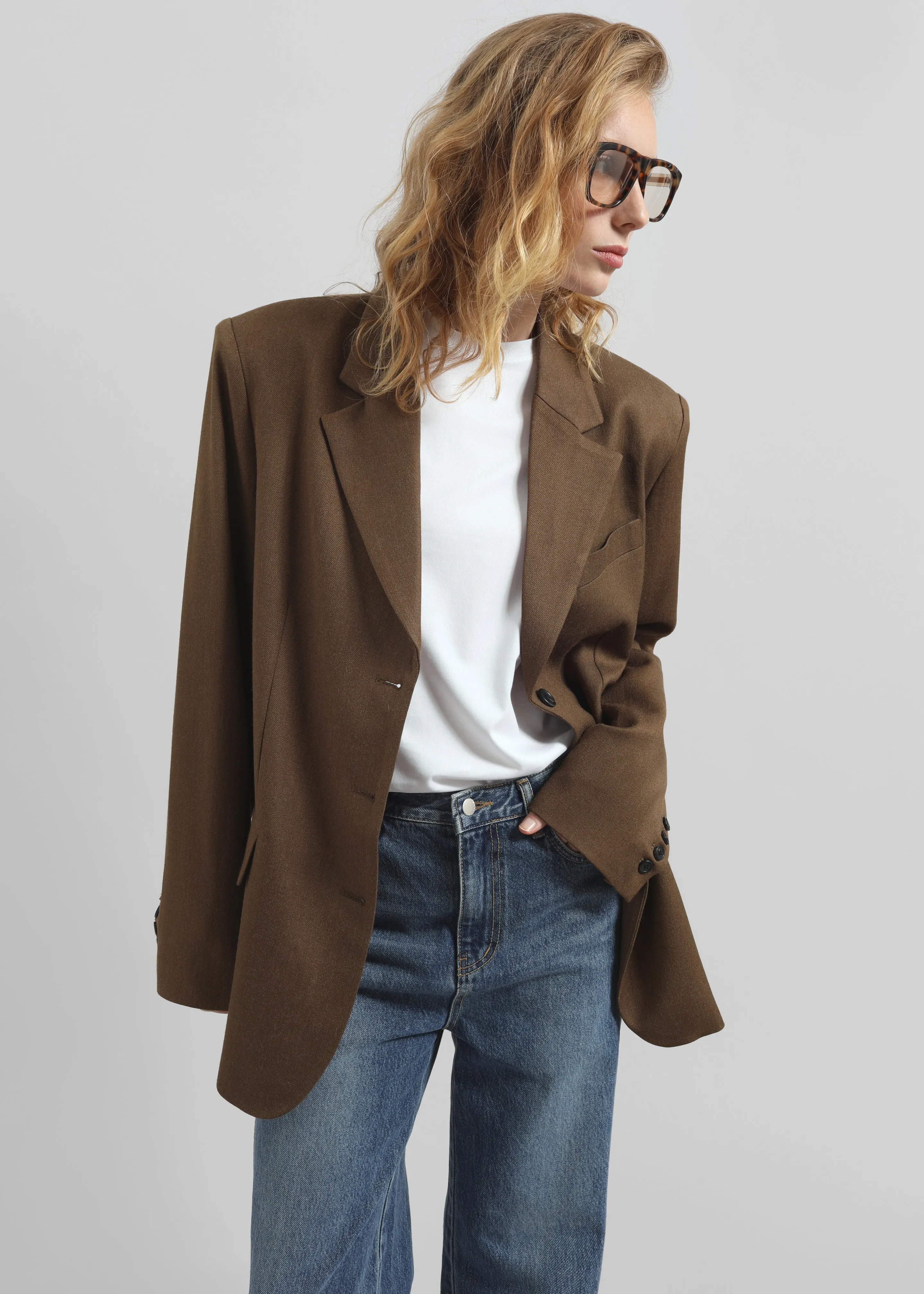 Halser Oversized Blazer - Brown