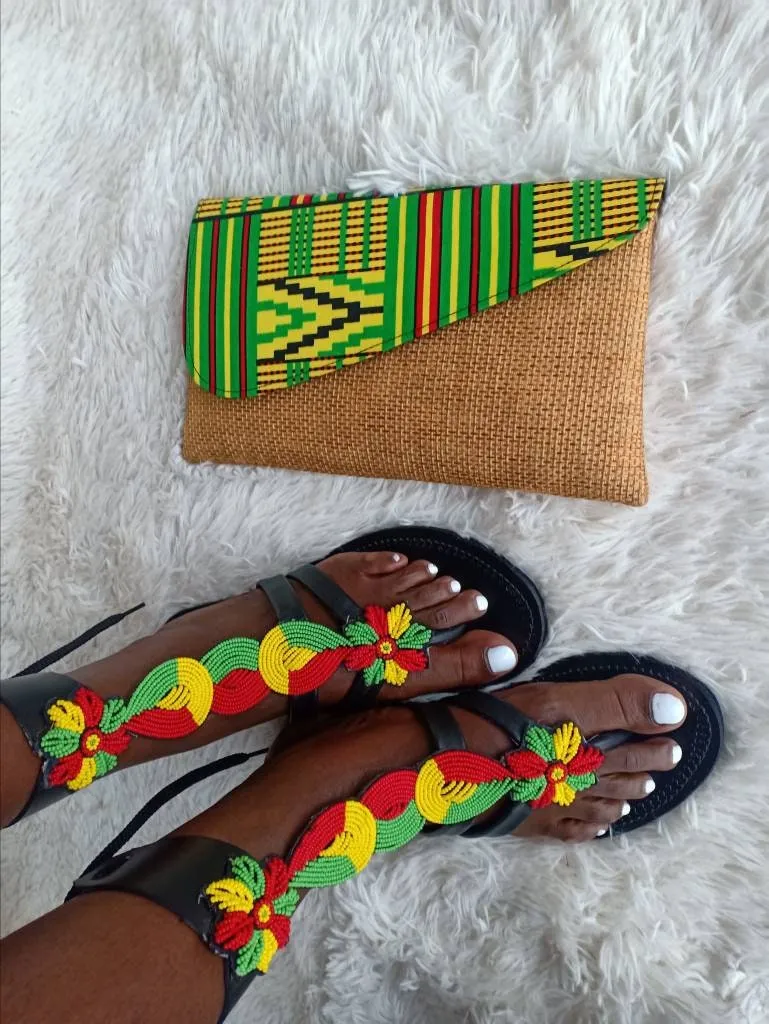 Handmade African Beaded Sandals/Authentic Maasai-Style Leather Flip-Flops Women/Boho Beach Sandals/Comfortable Summer Sandal African Gifts