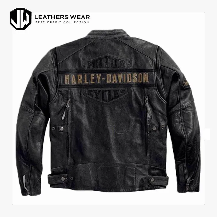 Harley Davidson Mens Passing Link Triple Vent Leather Jacket