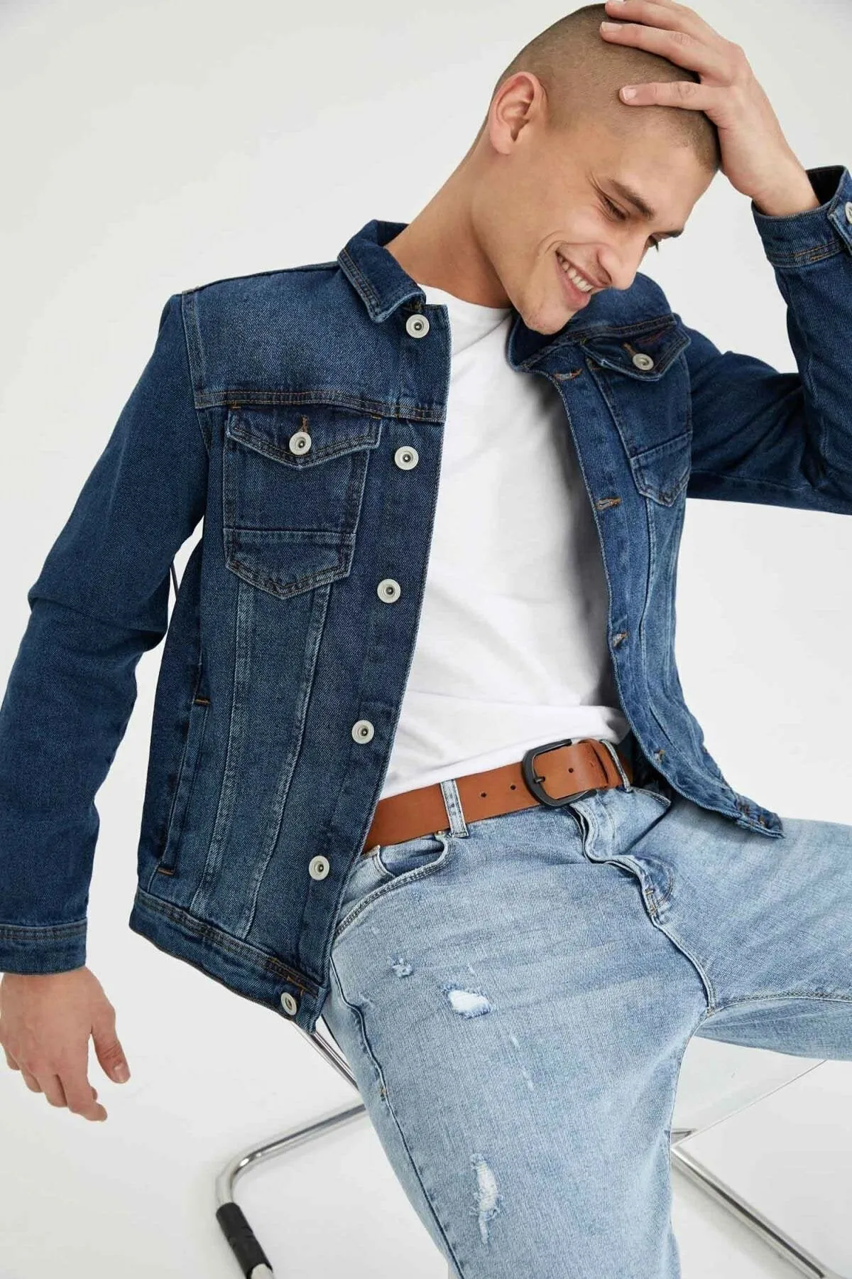 HB Mens Denim Jacket Stretchable Fine Lycra
