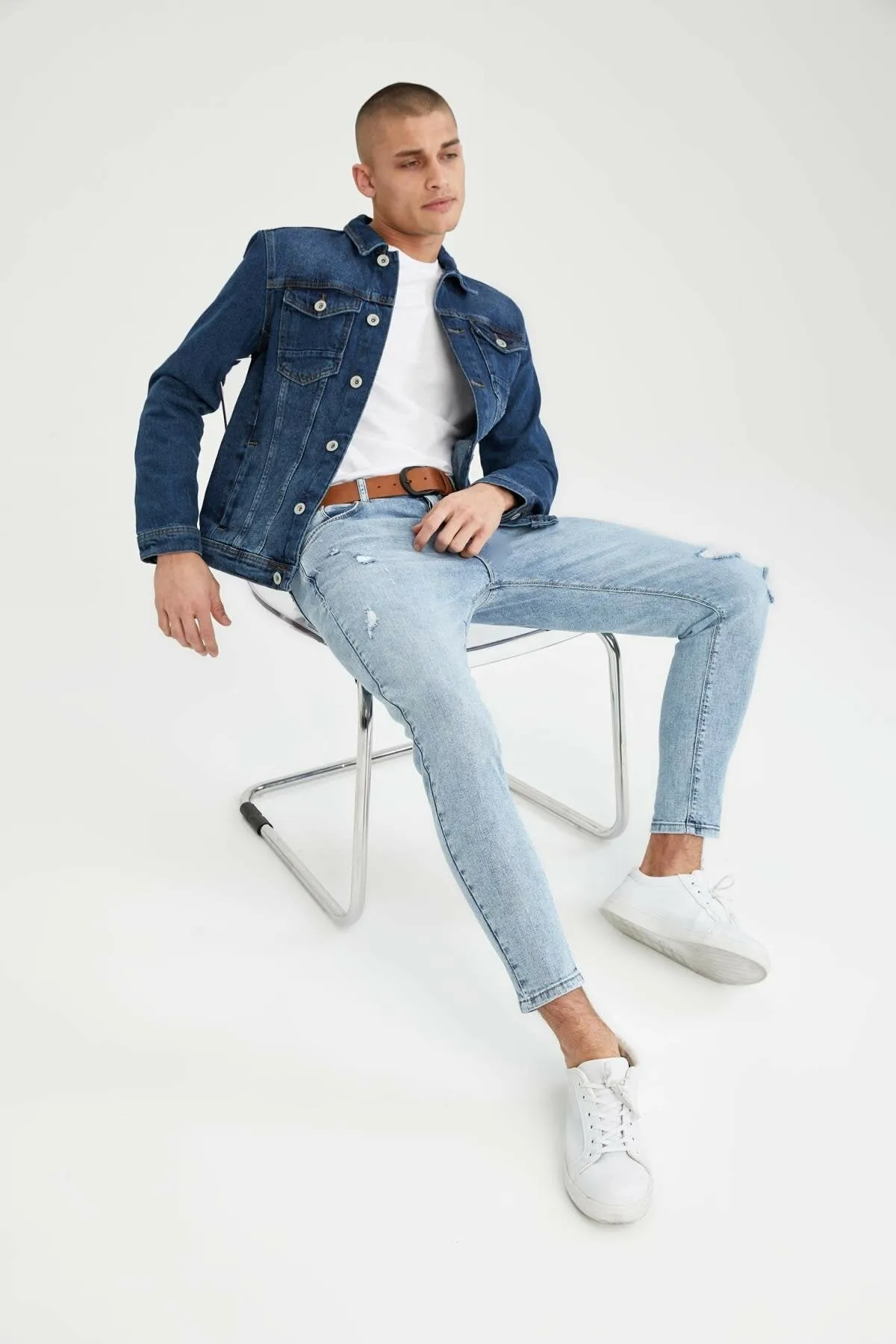 HB Mens Denim Jacket Stretchable Fine Lycra