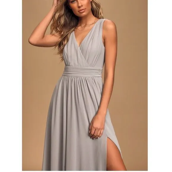 Heavenly Hues Light Gray Maxi Dress Size Medium by Lulu's NWOT
