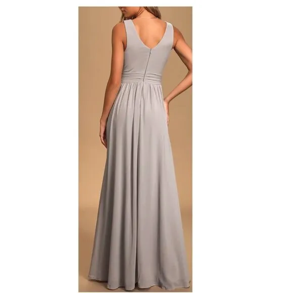 Heavenly Hues Light Gray Maxi Dress Size Medium by Lulu's NWOT