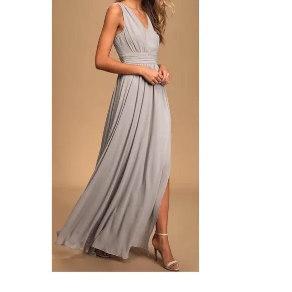 Heavenly Hues Light Gray Maxi Dress Size Medium by Lulu's NWOT