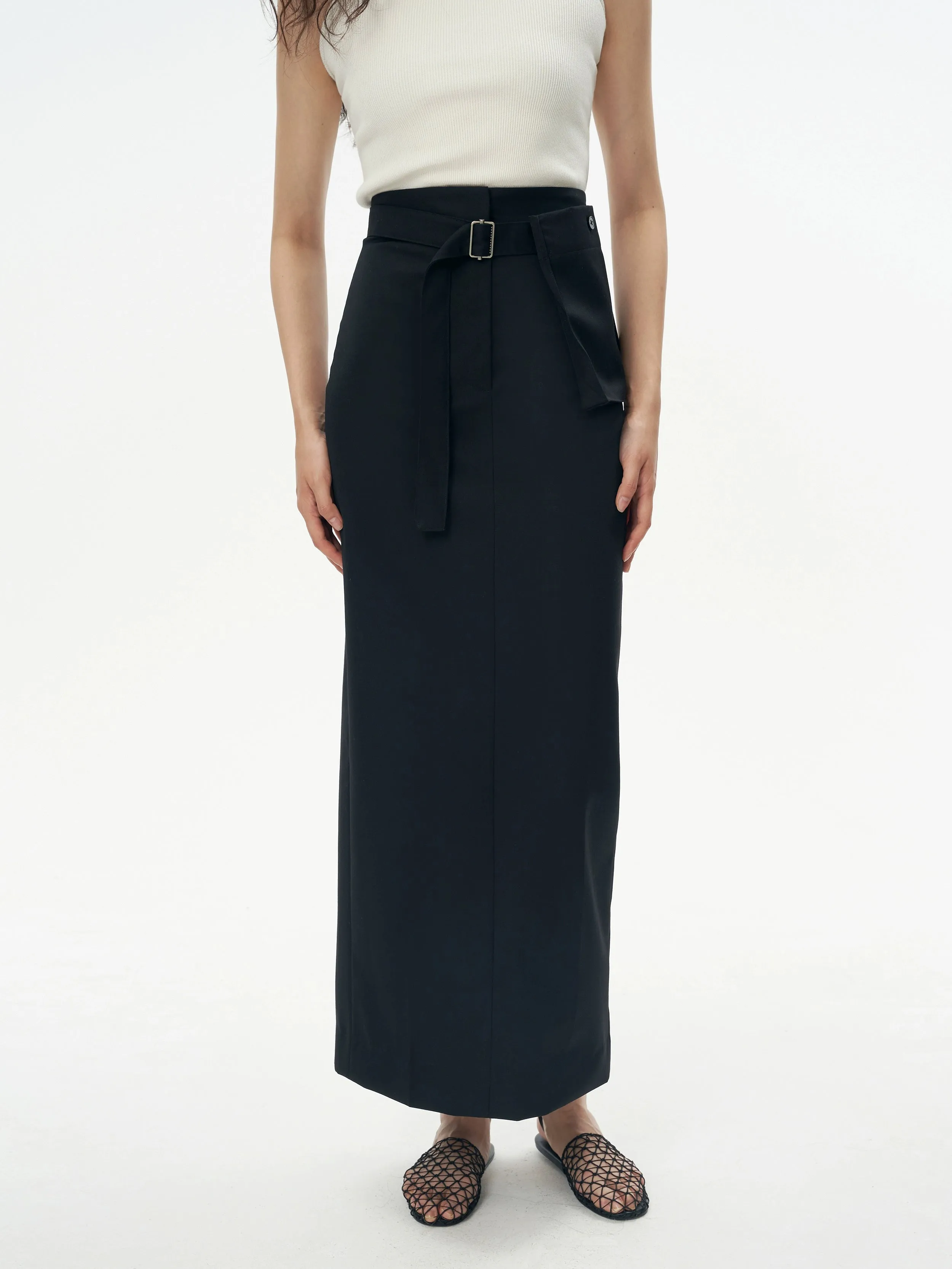 High-Waist Buckle Skirt