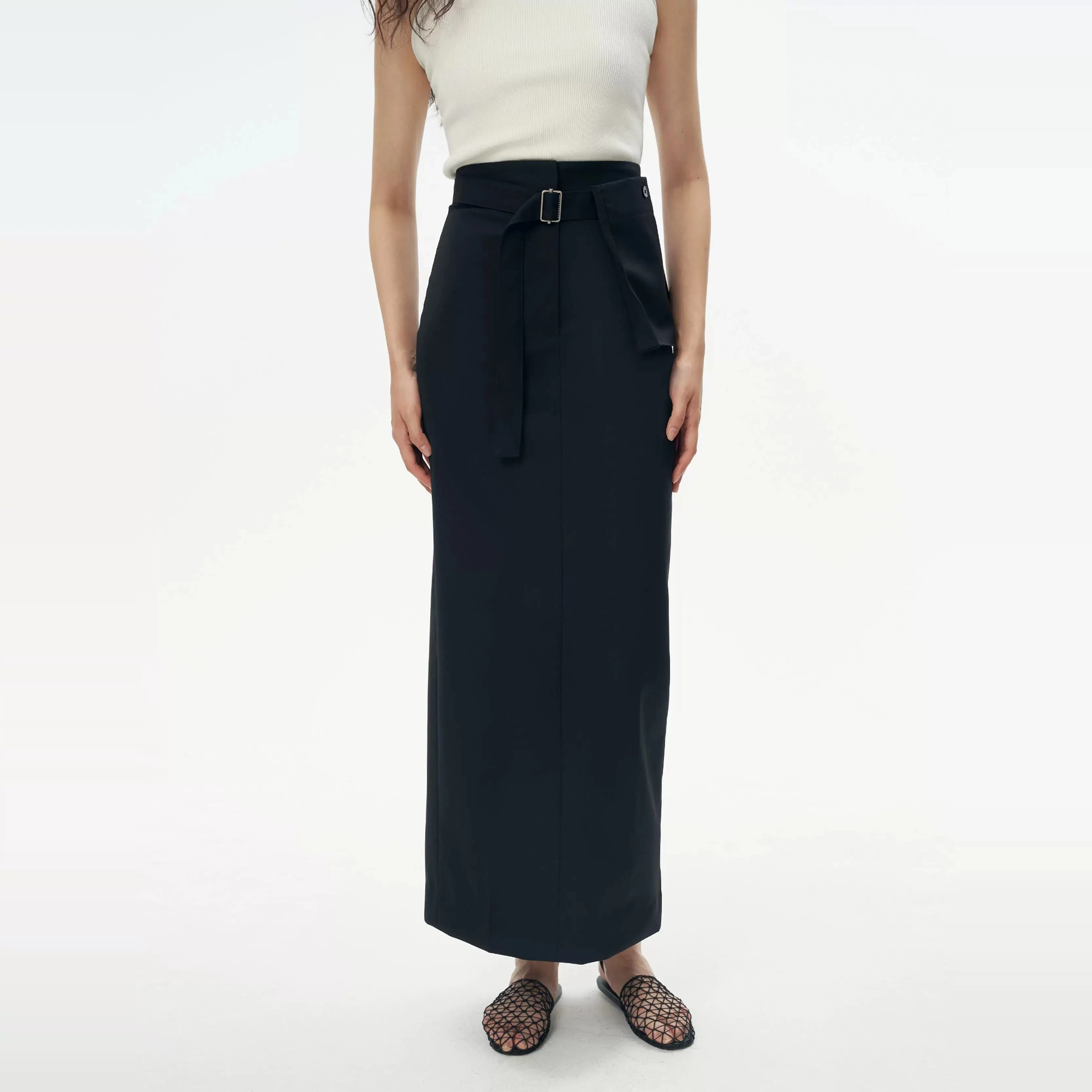 High-Waist Buckle Skirt