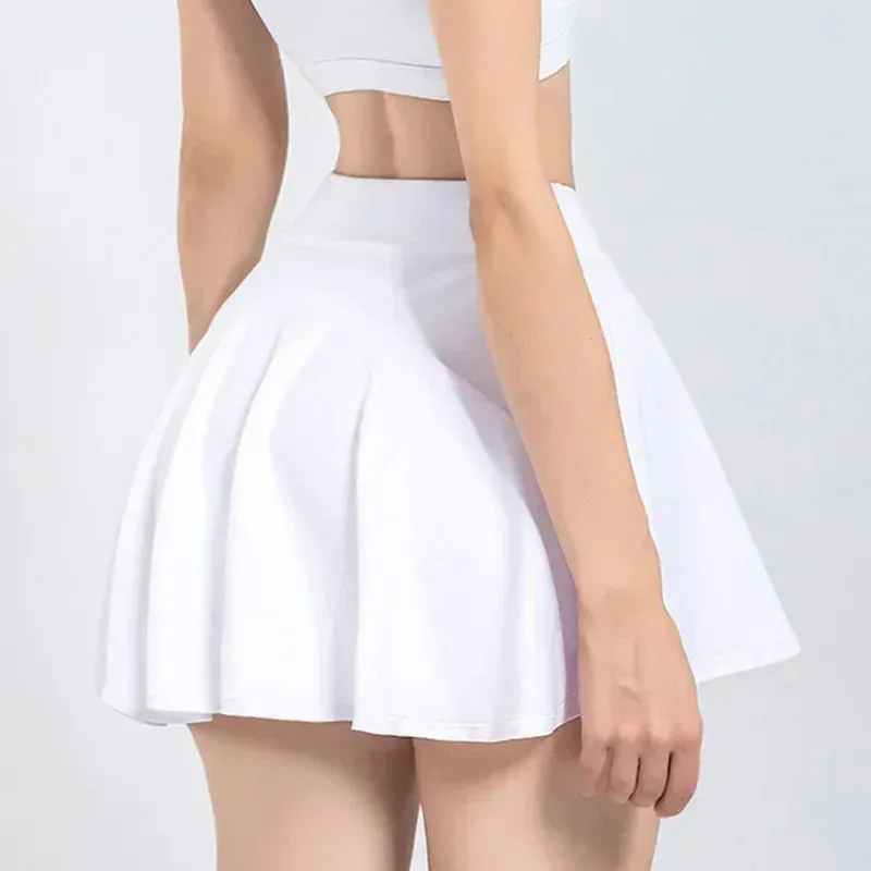 High Waist Tennis Skirts for Women - Solid Fast Dry Moisture Wicking Athletic Skorts with Pockets