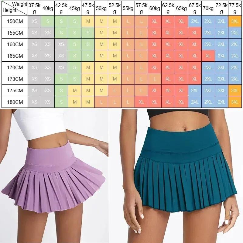 High Waist Tennis Skirts for Women - Solid Fast Dry Moisture Wicking Athletic Skorts with Pockets