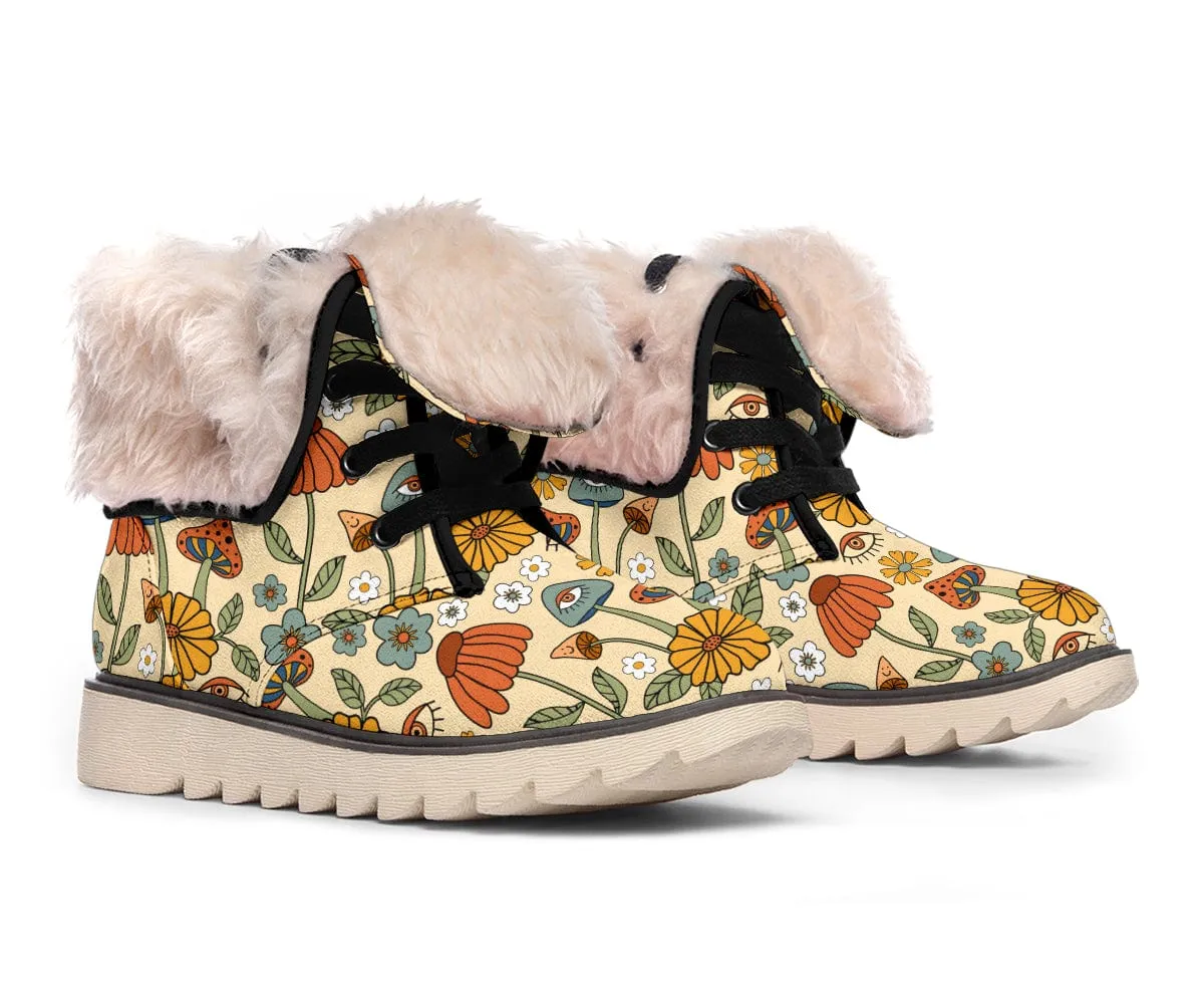 Hippie Mushroom Love Suede Snow Boots