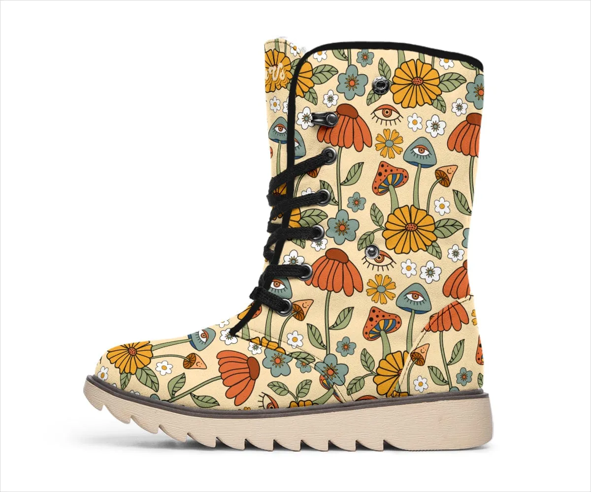 Hippie Mushroom Love Suede Snow Boots