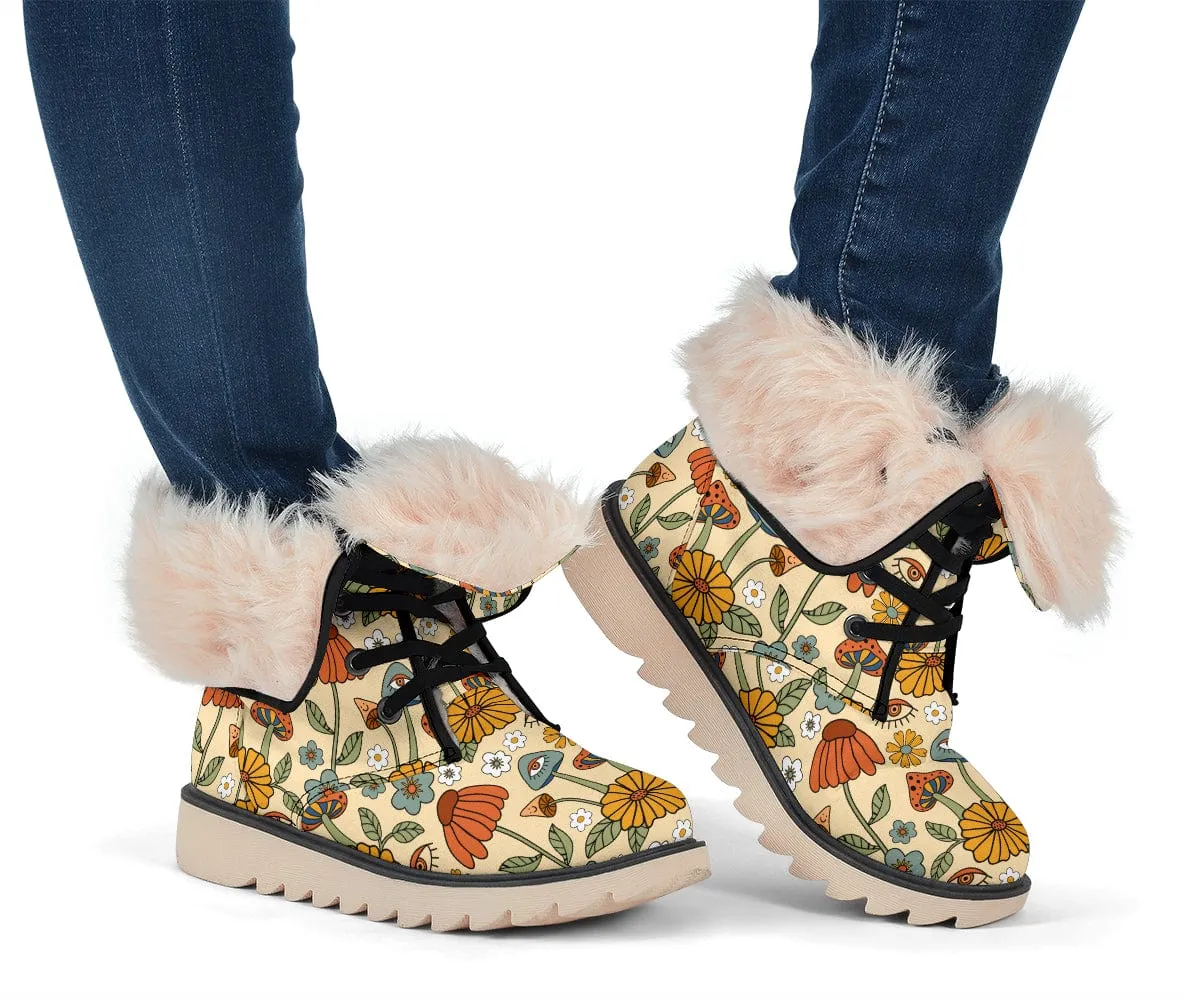 Hippie Mushroom Love Suede Snow Boots