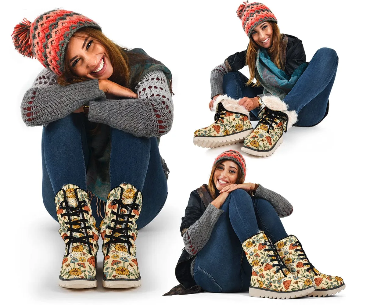 Hippie Mushroom Love Suede Snow Boots