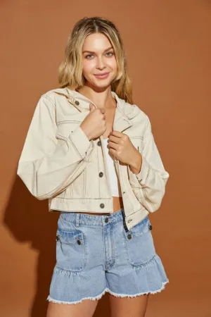 Hoodie Denim Jacket, Mustard Seed