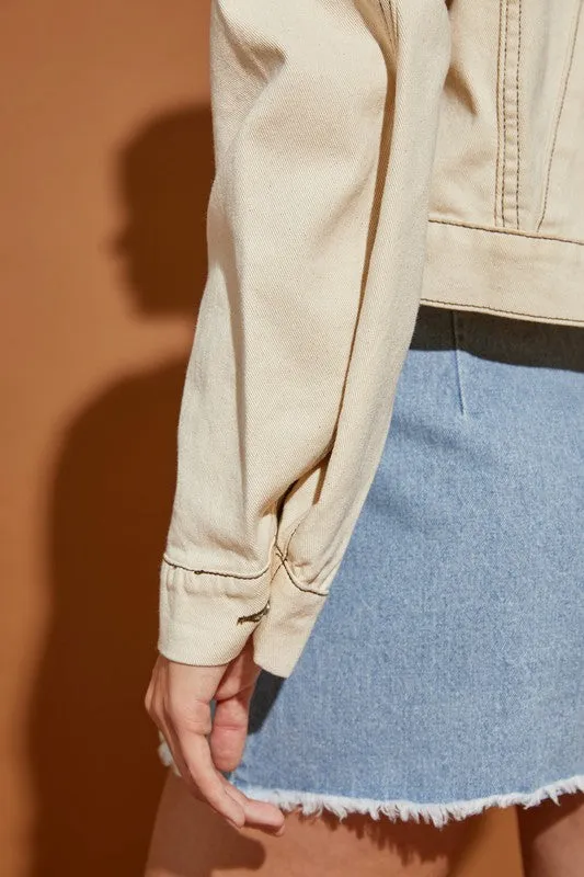 Hoodie Denim Jacket, Mustard Seed
