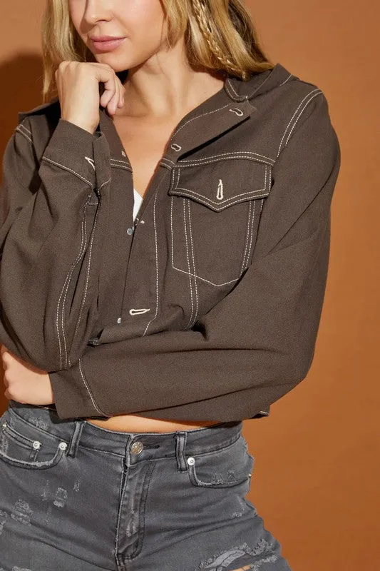 Hoodie Denim Jacket, Mustard Seed