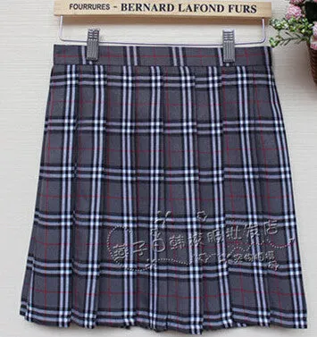 Hot Midi Pleated Women Skirts High Waist Pink A-Line Short Skirts Uniforms School Tartan Plaid Skirt Saias