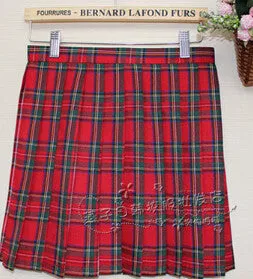 Hot Midi Pleated Women Skirts High Waist Pink A-Line Short Skirts Uniforms School Tartan Plaid Skirt Saias