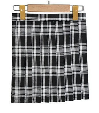 Hot Midi Pleated Women Skirts High Waist Pink A-Line Short Skirts Uniforms School Tartan Plaid Skirt Saias