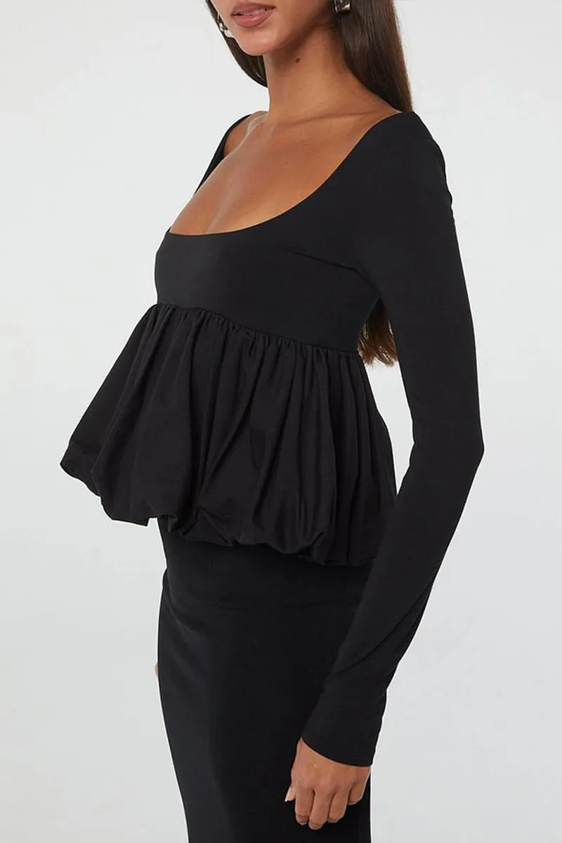 HTR1349 Sculpted Peplum Top