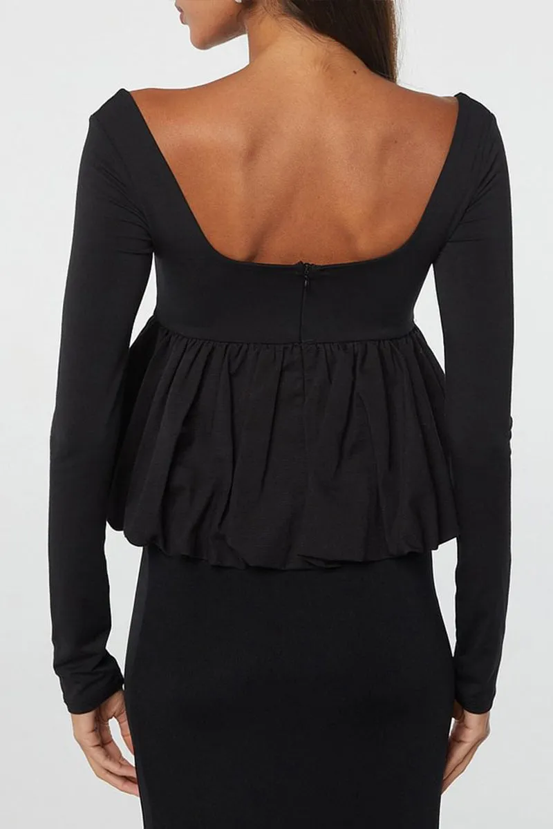 HTR1349 Sculpted Peplum Top