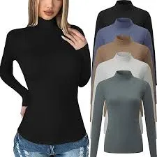 [Hu Ke Recommend] Women's Undershirt with Half Turtleneck under Banana Fall and Winter New Arrival