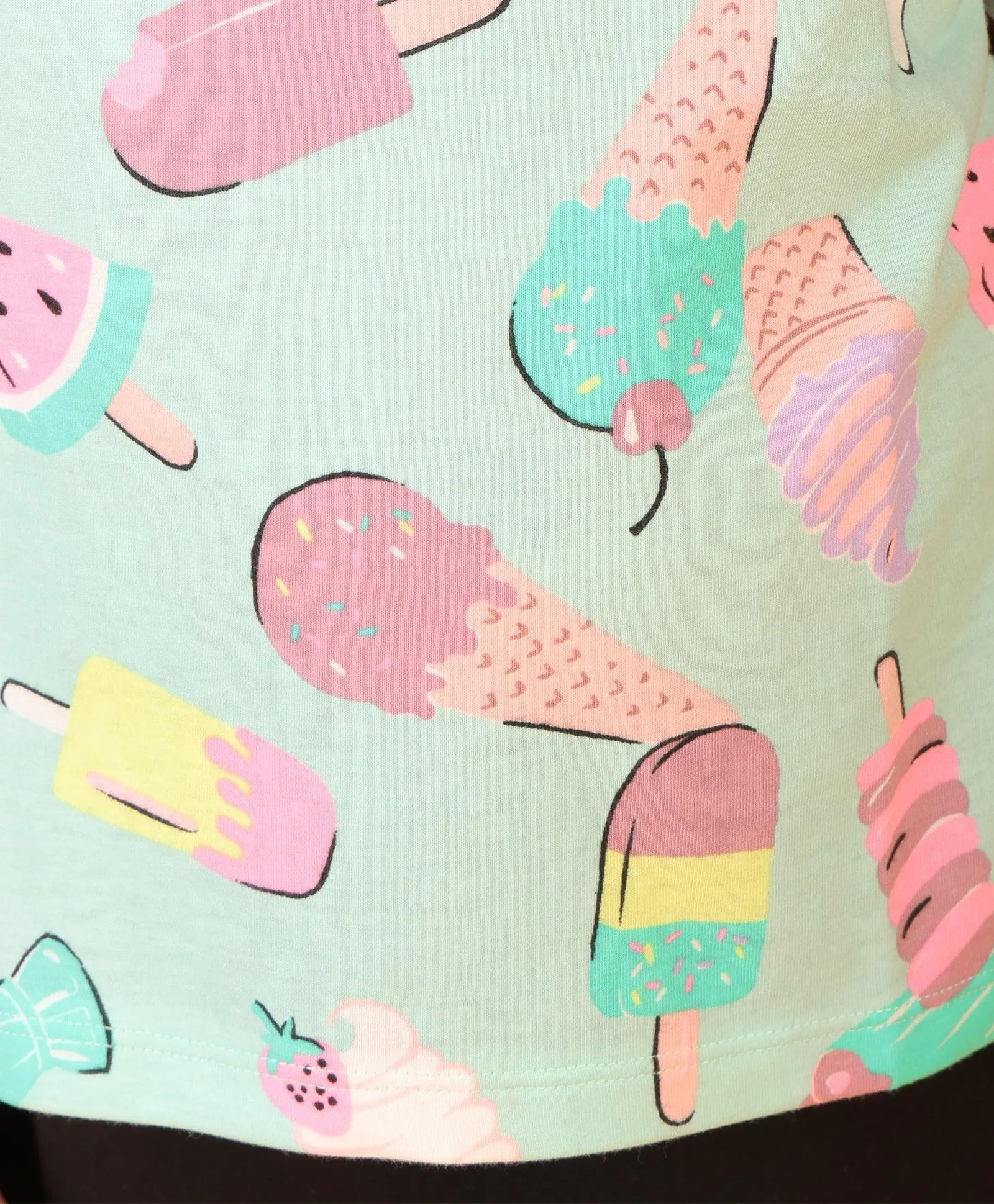 ICECREAM SUMMER BLACK GIRL SKIRT SET -SKY/BLACK