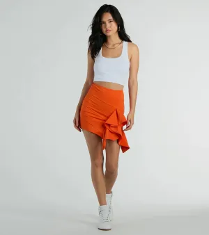 Iconic Moves Ruffled Ponte Knit Mini Skirt