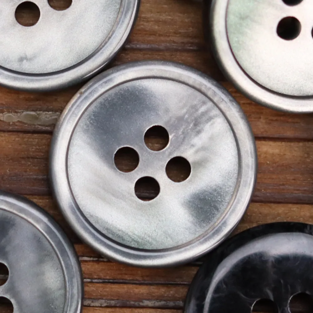 Imitation Shell Fine-Edged Resin Buttons for Jackets 60 Pack (6 Sizes)