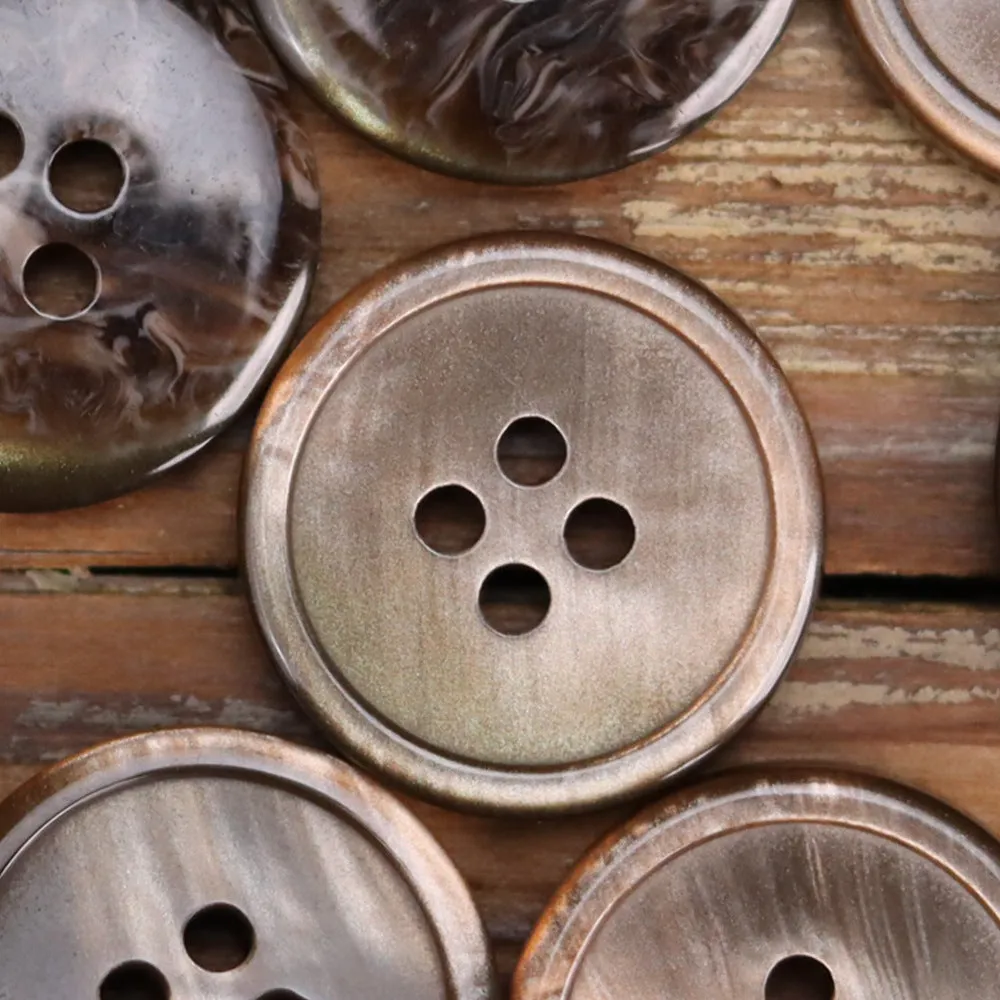 Imitation Shell Fine-Edged Resin Buttons for Jackets 60 Pack (6 Sizes)