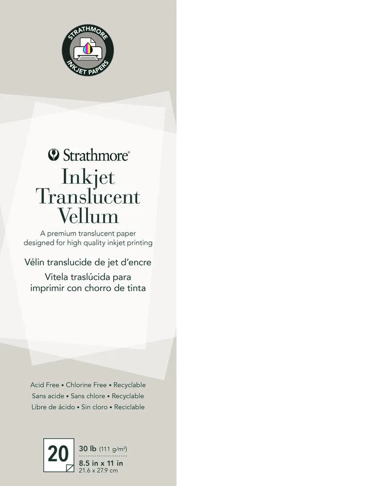 Inkjet Translucent Vellum, 8.5" x 11" (20 Sheets)