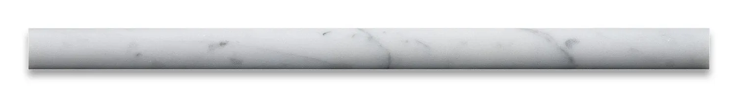 Italian Carrara White Marble Polished 3/4 X 12 Bullnose Liner Trim - Box of 5 Pcs.