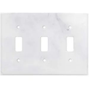 Italian Carrara White Marble Switch Plate Cover, Polished (3 TOGGLE)