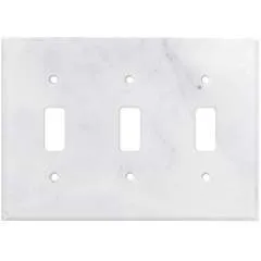 Italian Carrara White Marble Switch Plate Cover, Polished (3 TOGGLE)