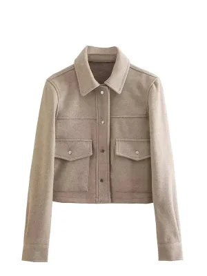 Jackets Womens Autumn Fashion Solid Front Pockets Button Long Sleeve Jacket Elegant Woman Casual Outerwear Coat