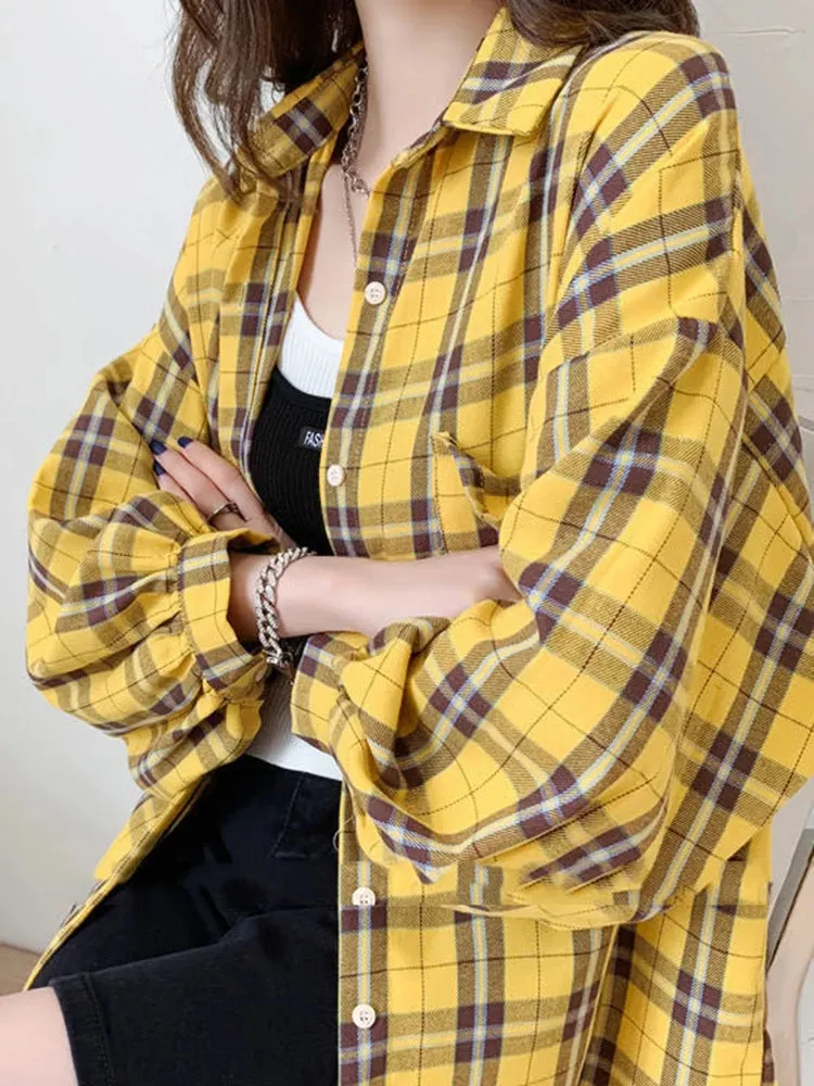 JMPRS Women’s Oversized Plaid Shirt