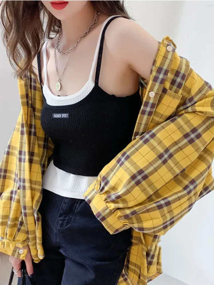 JMPRS Women’s Oversized Plaid Shirt