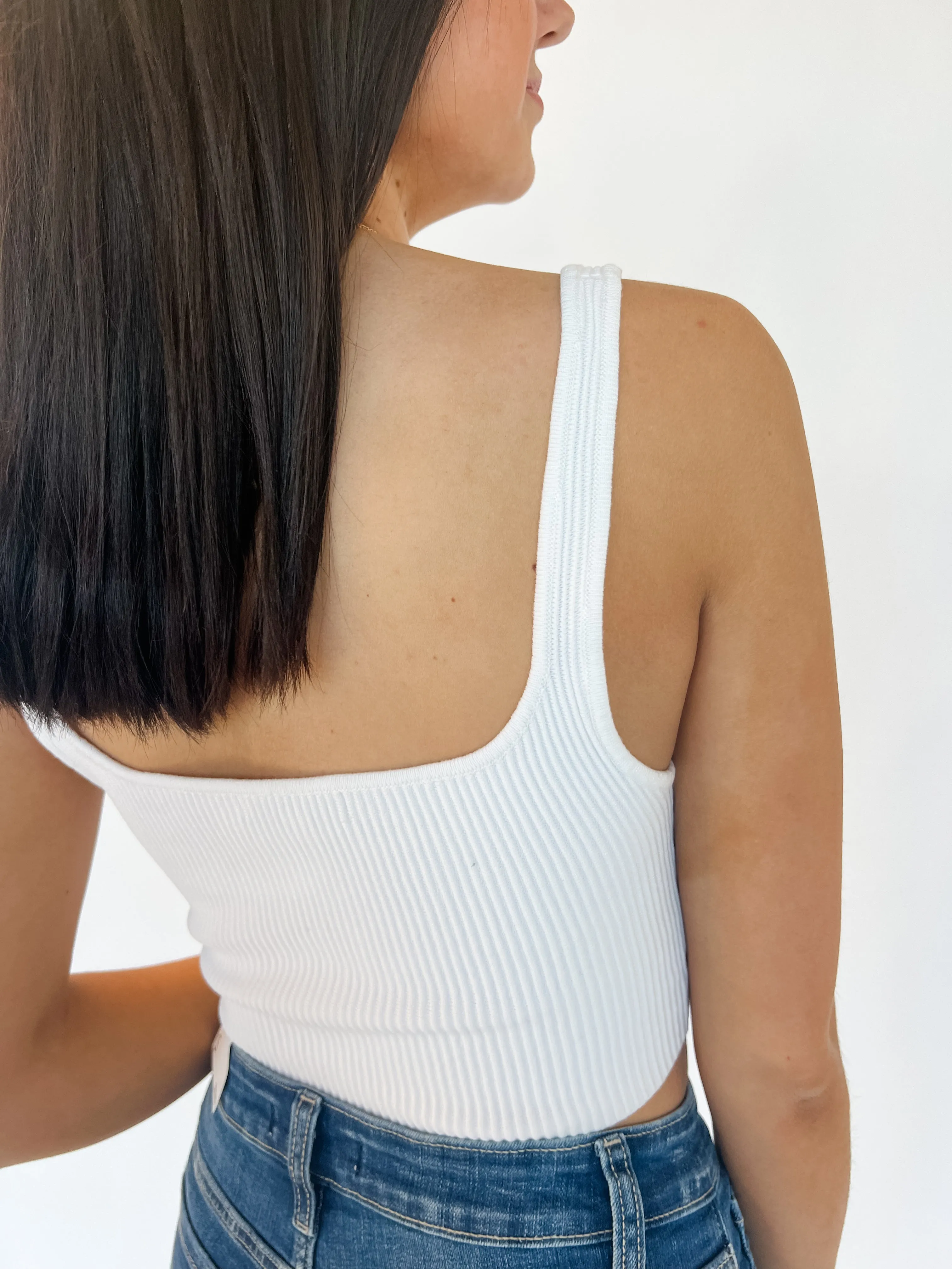 Katie Crop Sweater Tank - White