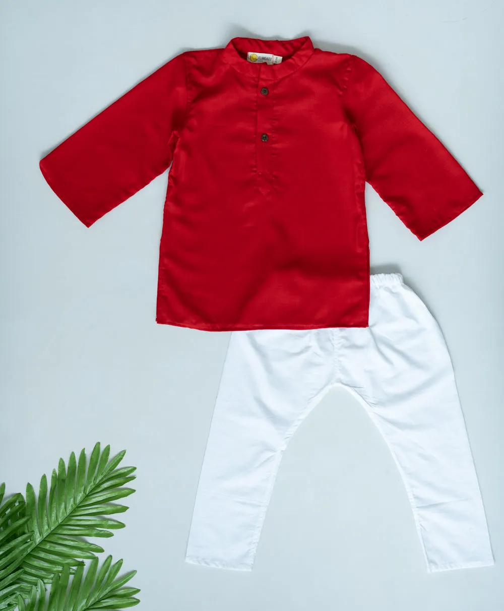 Klingaru Long Kurta - Solid Red