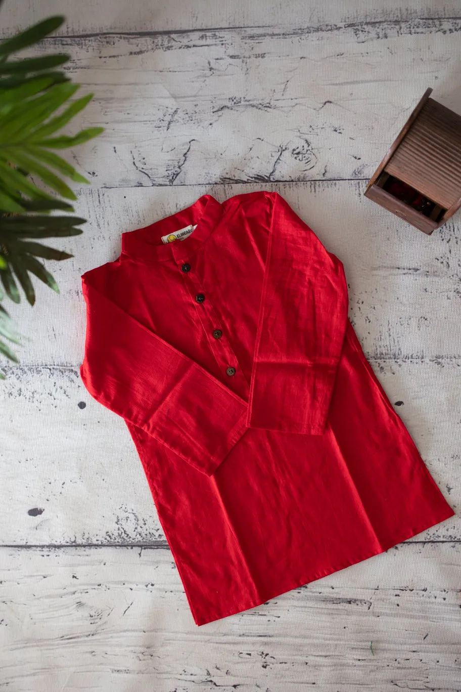 Klingaru Long Kurta - Solid Red
