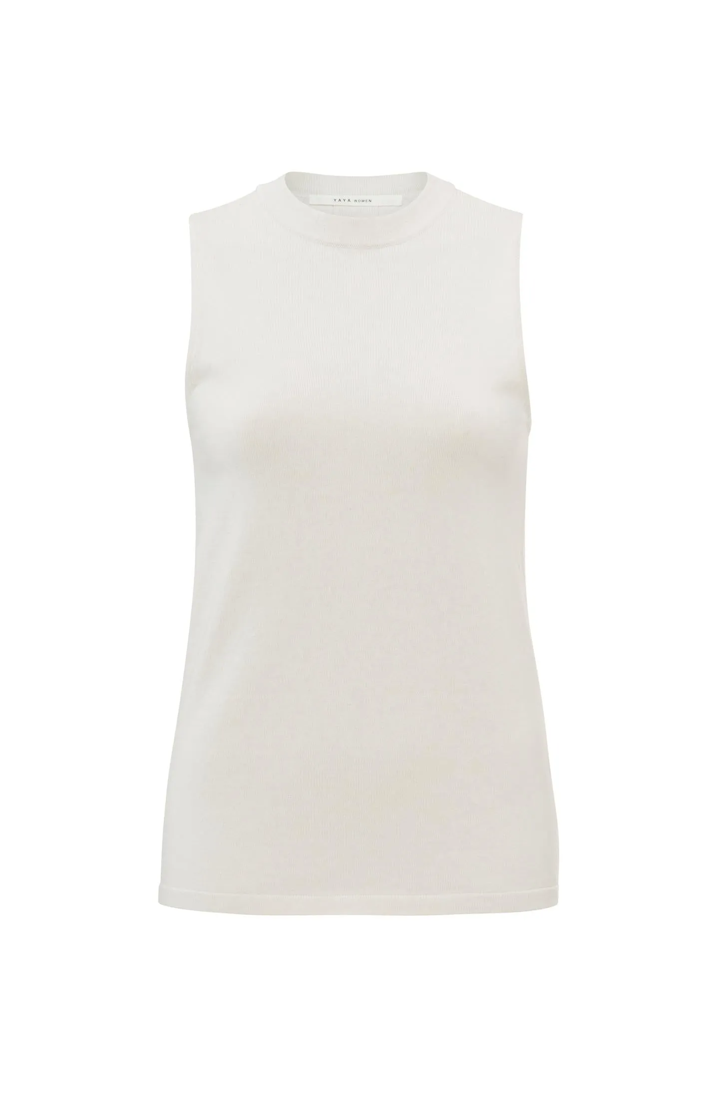 Knitted sleeveless sweater with a high neck and rib detail