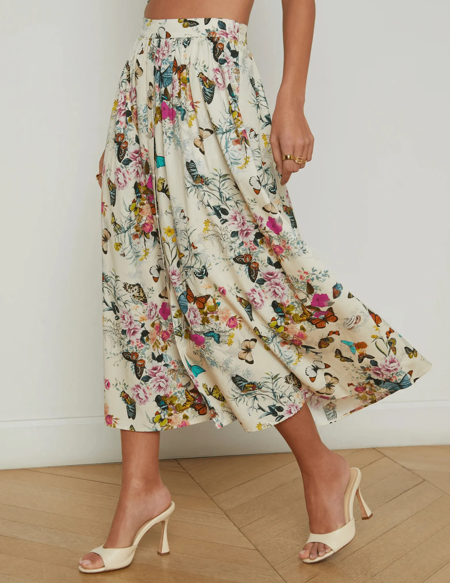 L'Agence Seina Poplin Midi Skirt