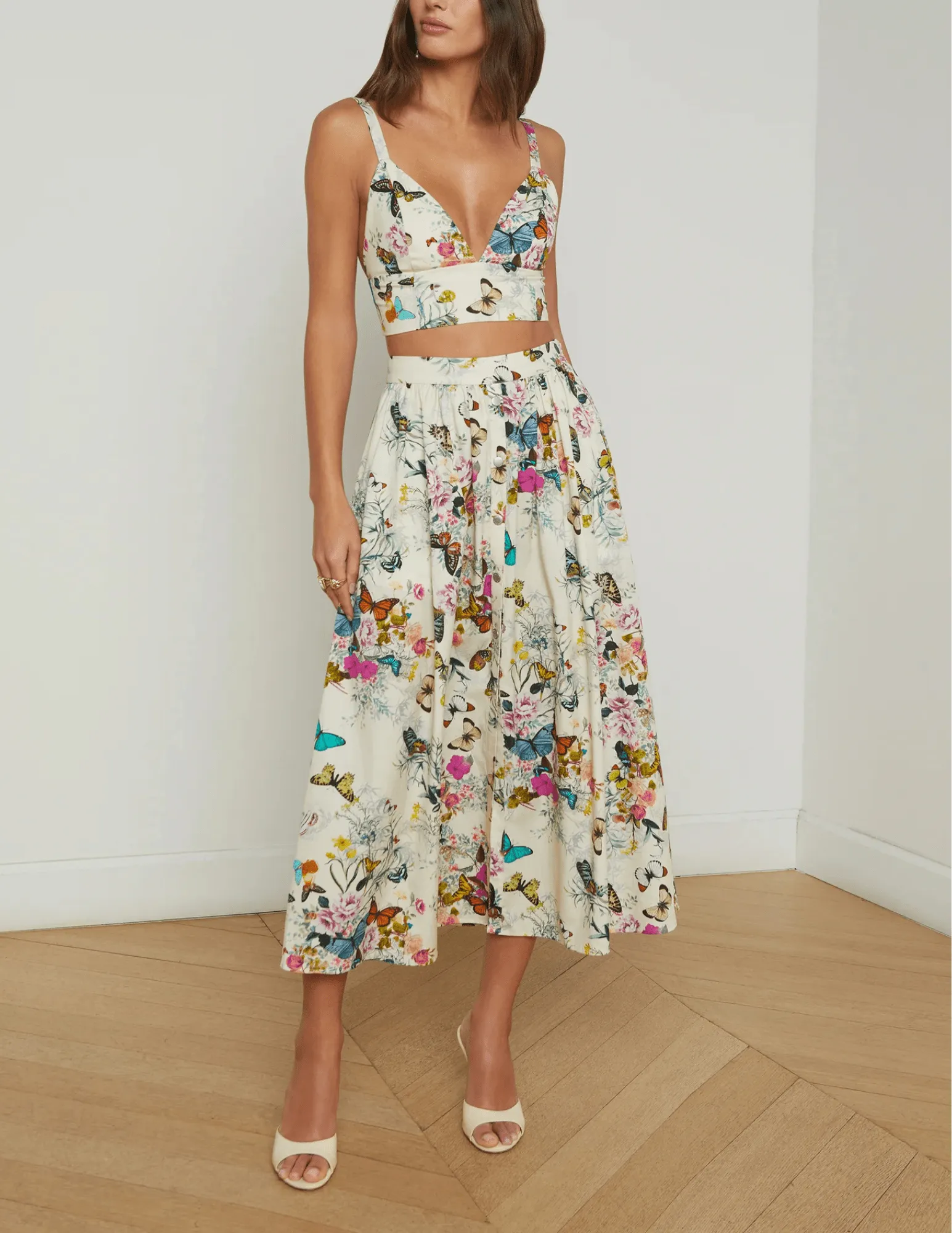 L'Agence Seina Poplin Midi Skirt
